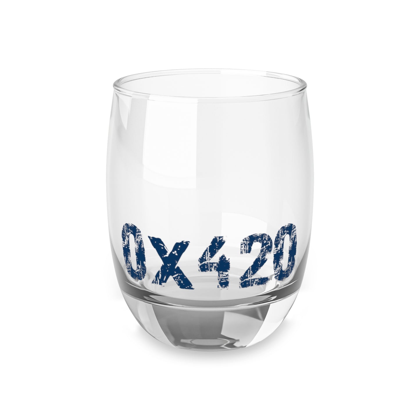 Whiskey Glass 0x420 Navy Text COQ INU by Nifty