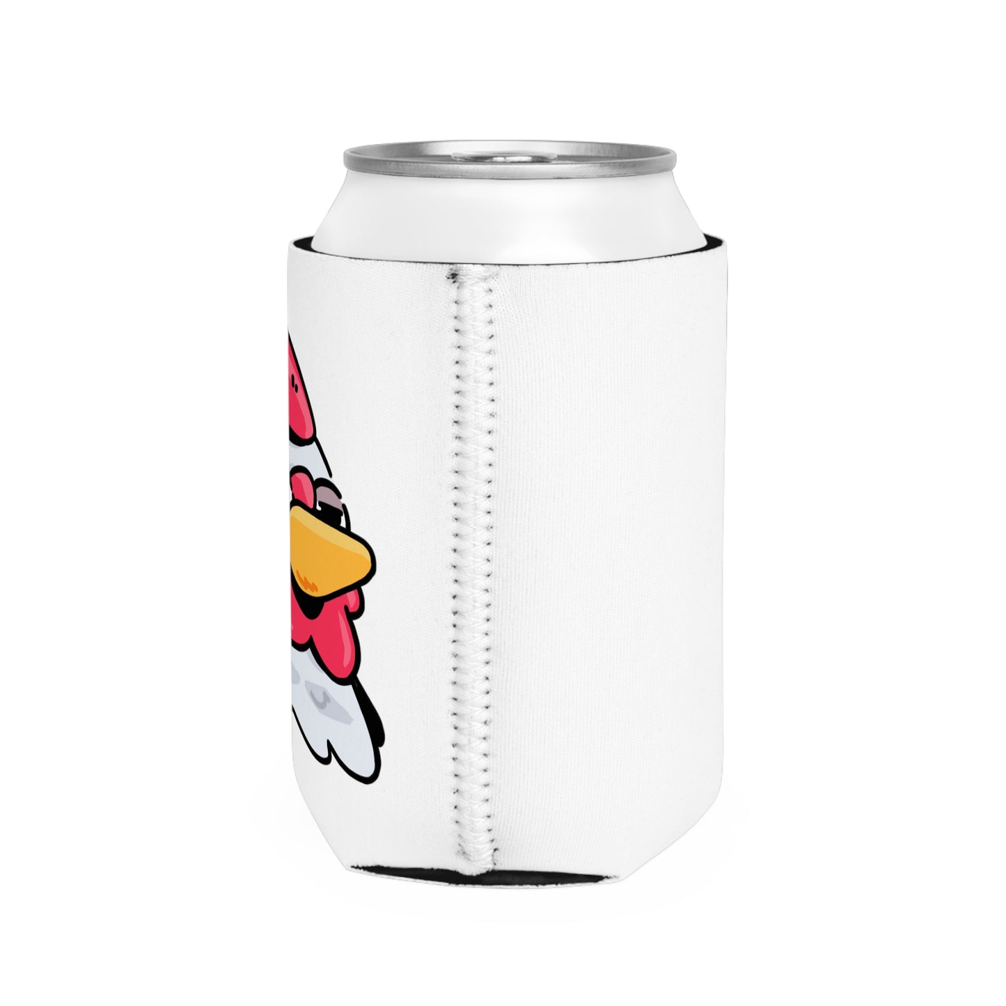 White Can Cooler Sleeve Fan Art COQ INU Salute Head 0x420 Navy Text by Gravy