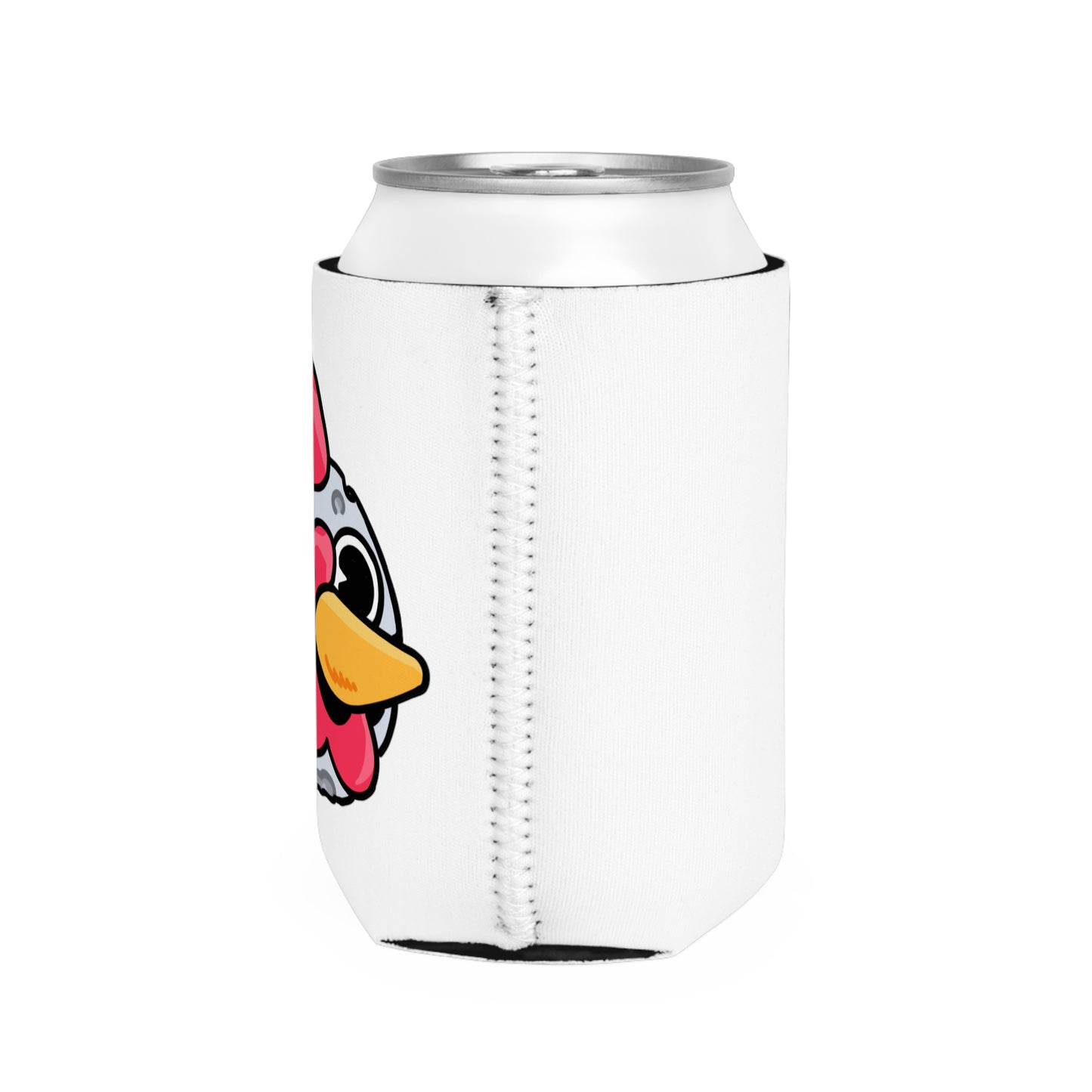 White Can Cooler Sleeve Fan Art COQ INU Moon Head 0x420 Black Text by Gravy