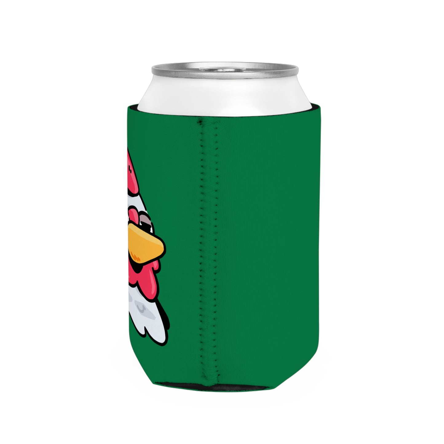 Dark Green Can Cooler Sleeve Fan Art COQ INU Salute Head 0x420 Black Text by Gravy