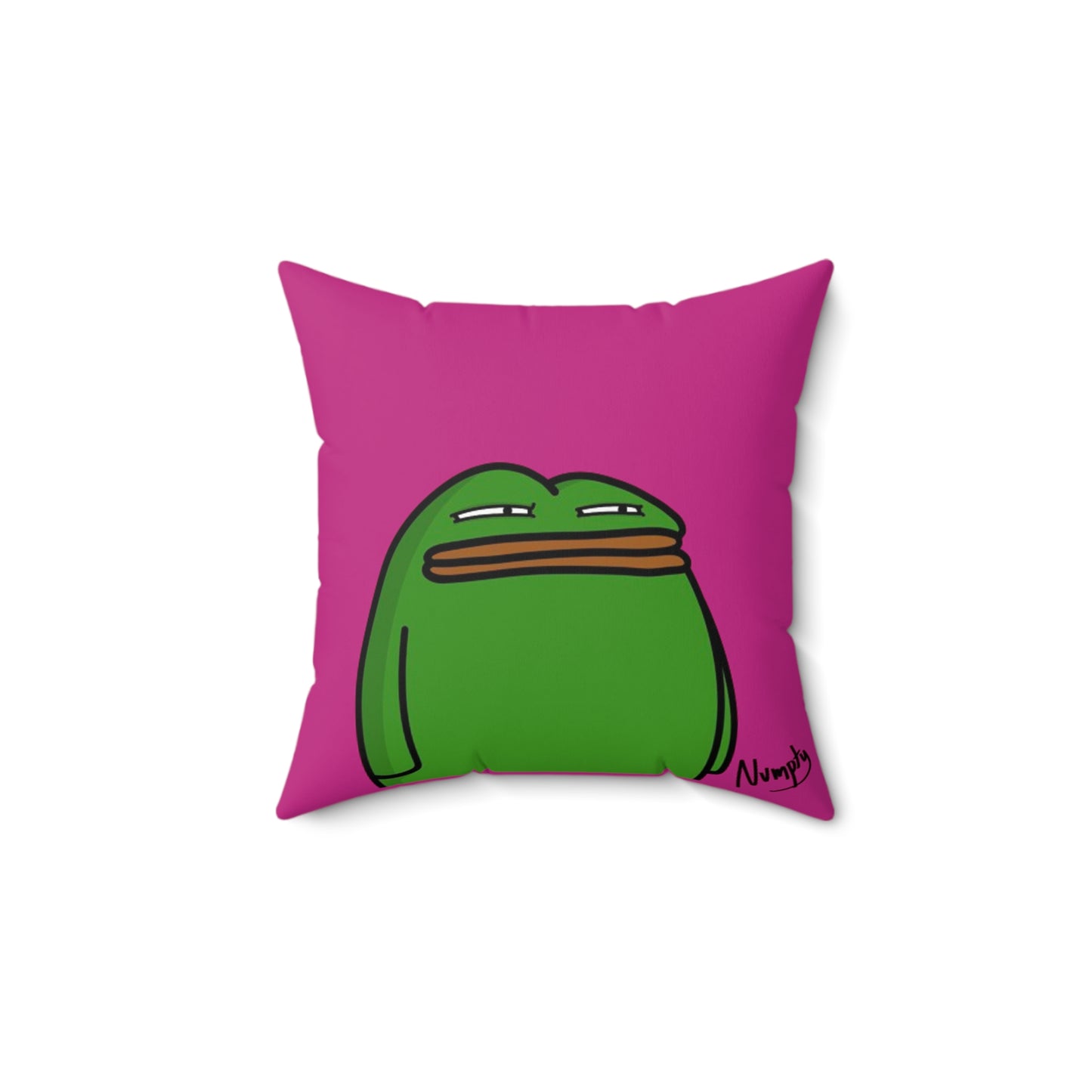 Hot Pink Spun Polyester Square Pillow Pepe Portraits signature by Numpty (COQ INU 0x420) #14 by Numpty