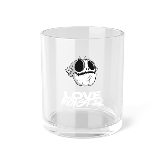 Love Monster Bar Glass Logo Text White & Skully Head