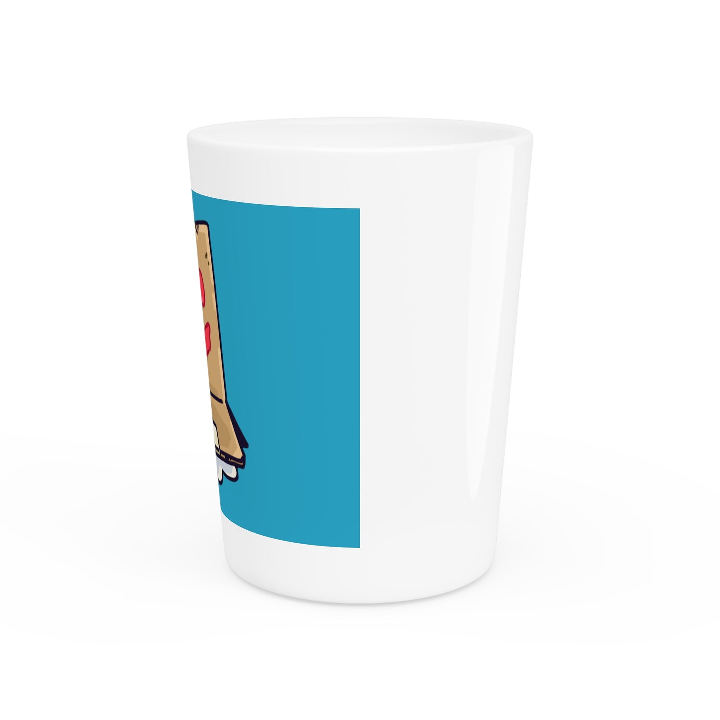 Gravy Fan Art Shot Glass Fan Art COQ Box Head on Turquoise background (0x420 INU Store)