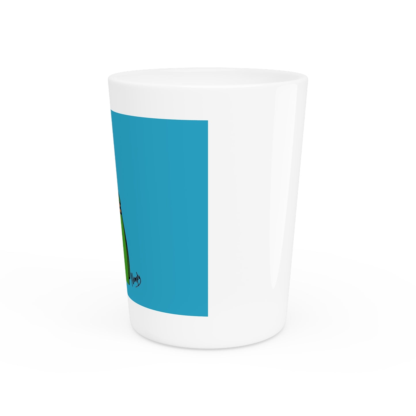 Pepe Portraits Shot Glass on Turquoise background with Black Numpty Text as signature (0x420 INU Store) #14 by Numpty