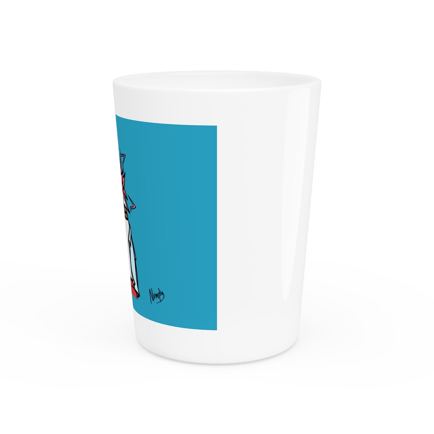 Pepe Portraits Shot Glass on Turquoise background with Black Numpty Text as signature (0x420 INU Store) #2720