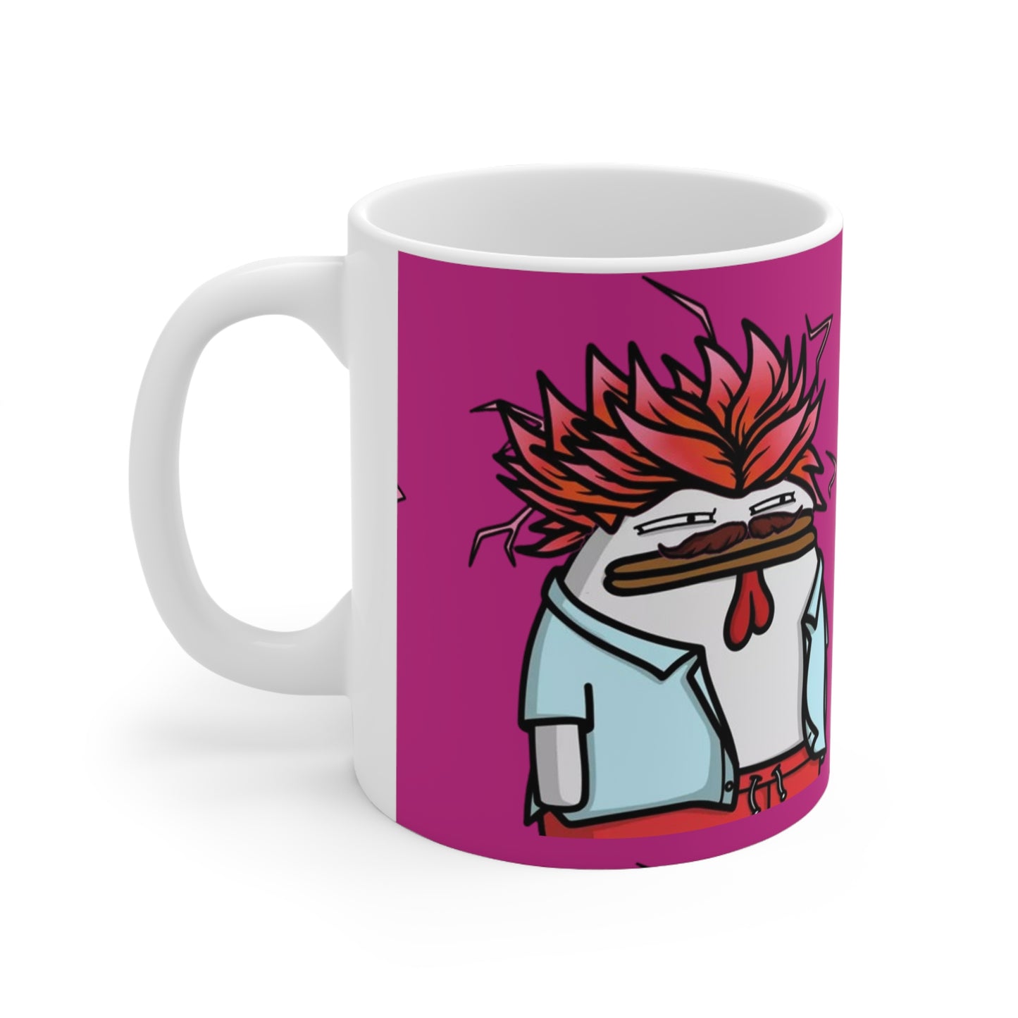 Pepe Portraits with Black Numpty Signature as Text; COQ INU 0x420 Hot Pink Print Ceramic Mug 11oz #2720