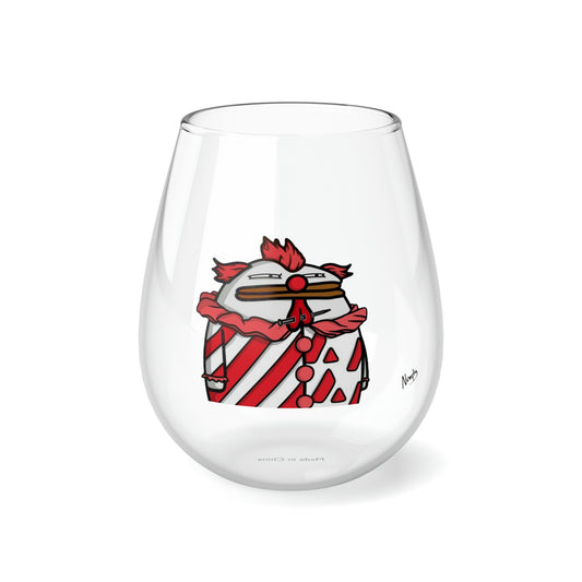 Pepe Portraits COQ INU with Black Text by Numpty Signature Stemless Wine Glass, 11.75oz #Clown by Numpty