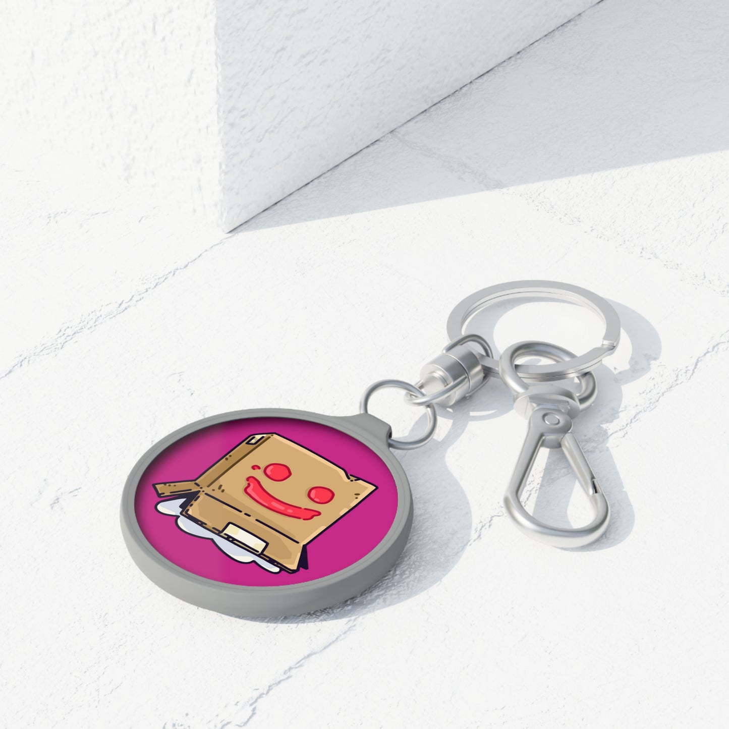 Keyring Tag COQ INU 0x420 Hot Pink back ground COQ Boxhead by Gravy