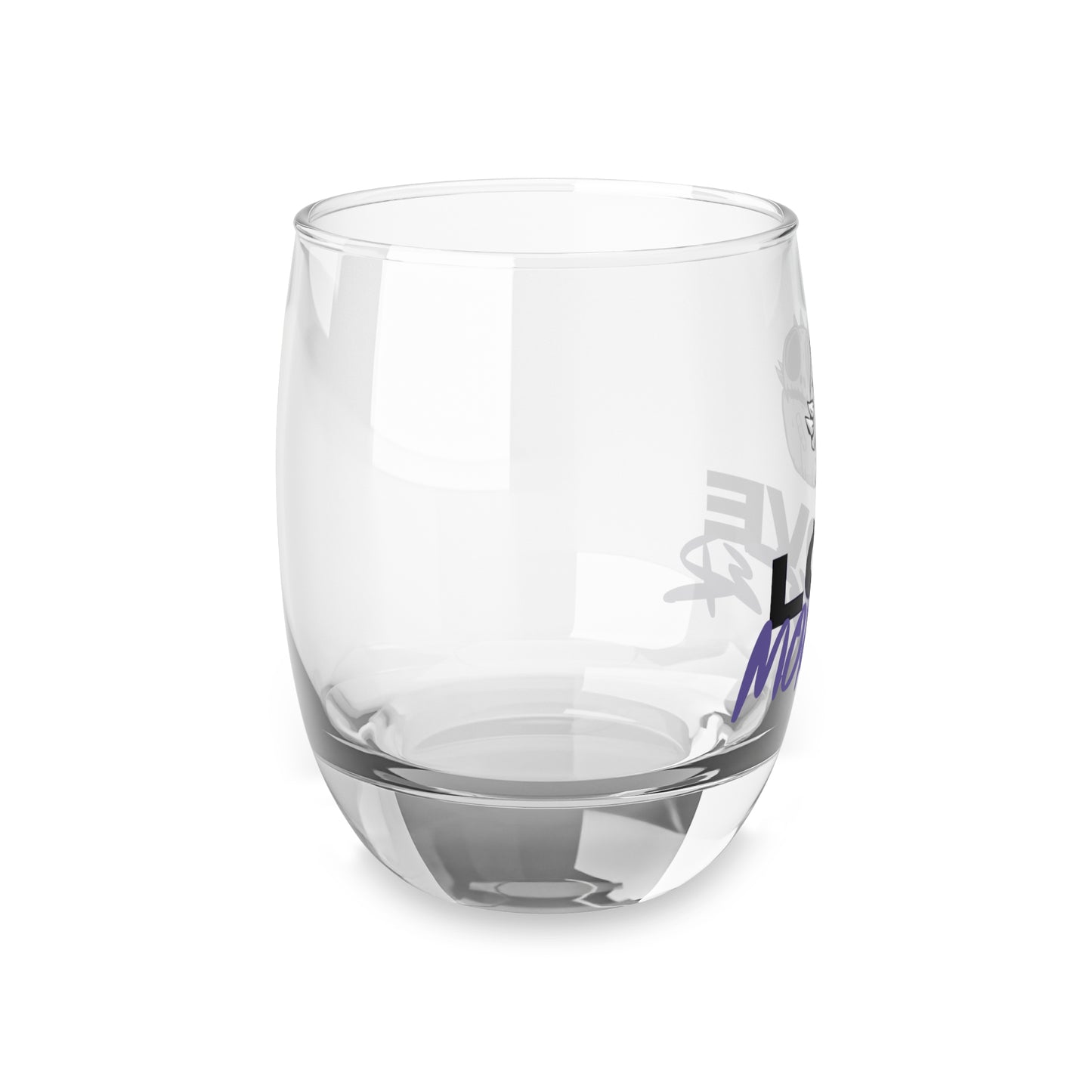 Love Monster Whiskey Glass Logo Text with Skully Head