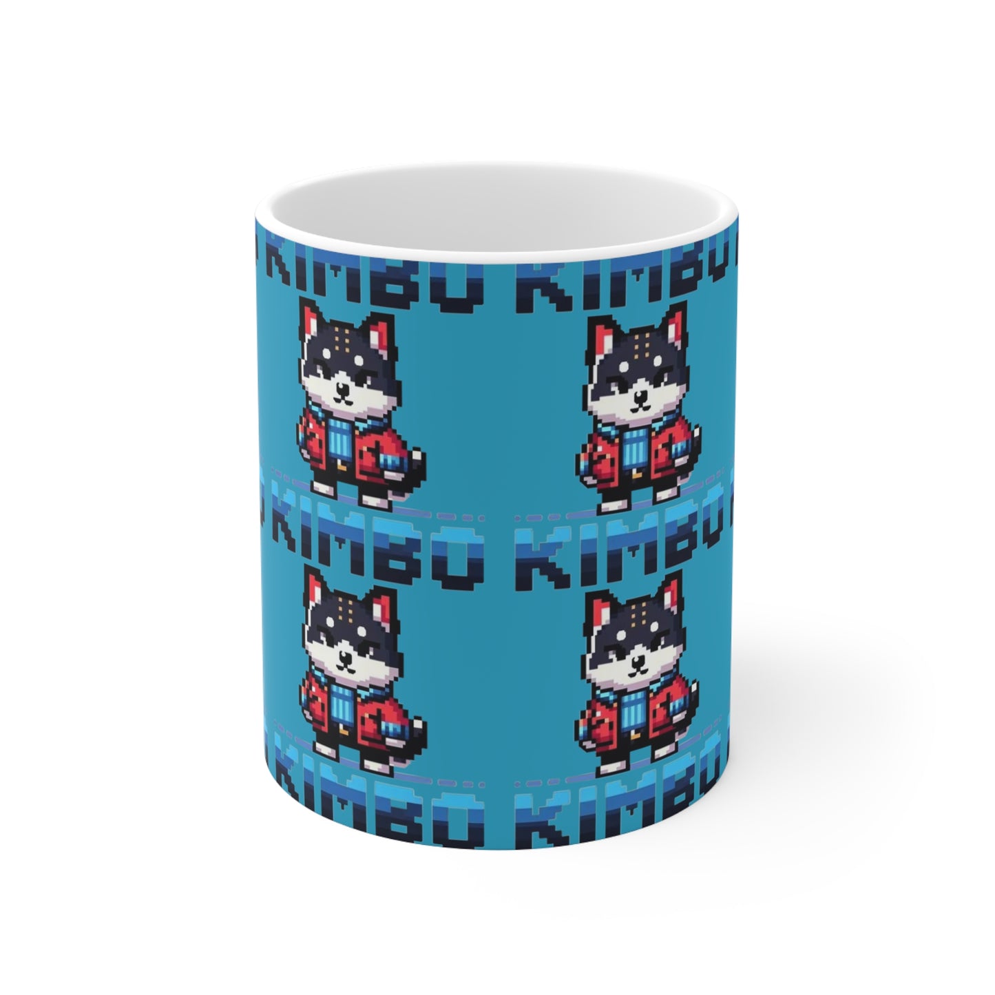 KIMBO Turquoise Print Ceramic Mug 11oz #KIMBO Blue By Nifty (COQ INU 0x420 shop)