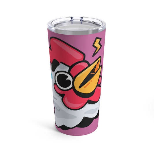 Gravy Fan Art Tumbler 20oz COQ Head Whistle on Pink Background Funny Chicken (Chikn)