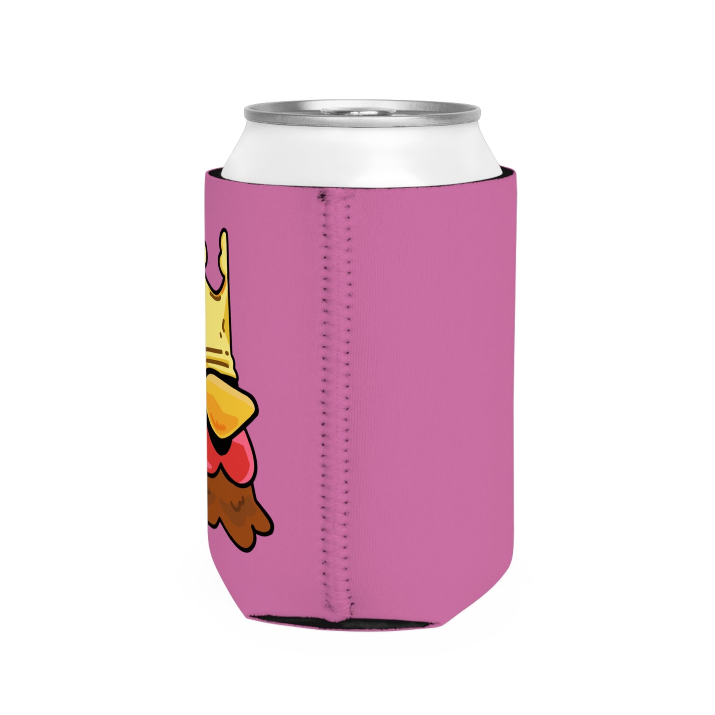 Pink Can Cooler Sleeve Fan Art COQ INU Crown Head 0x420 Black Text by Gravy