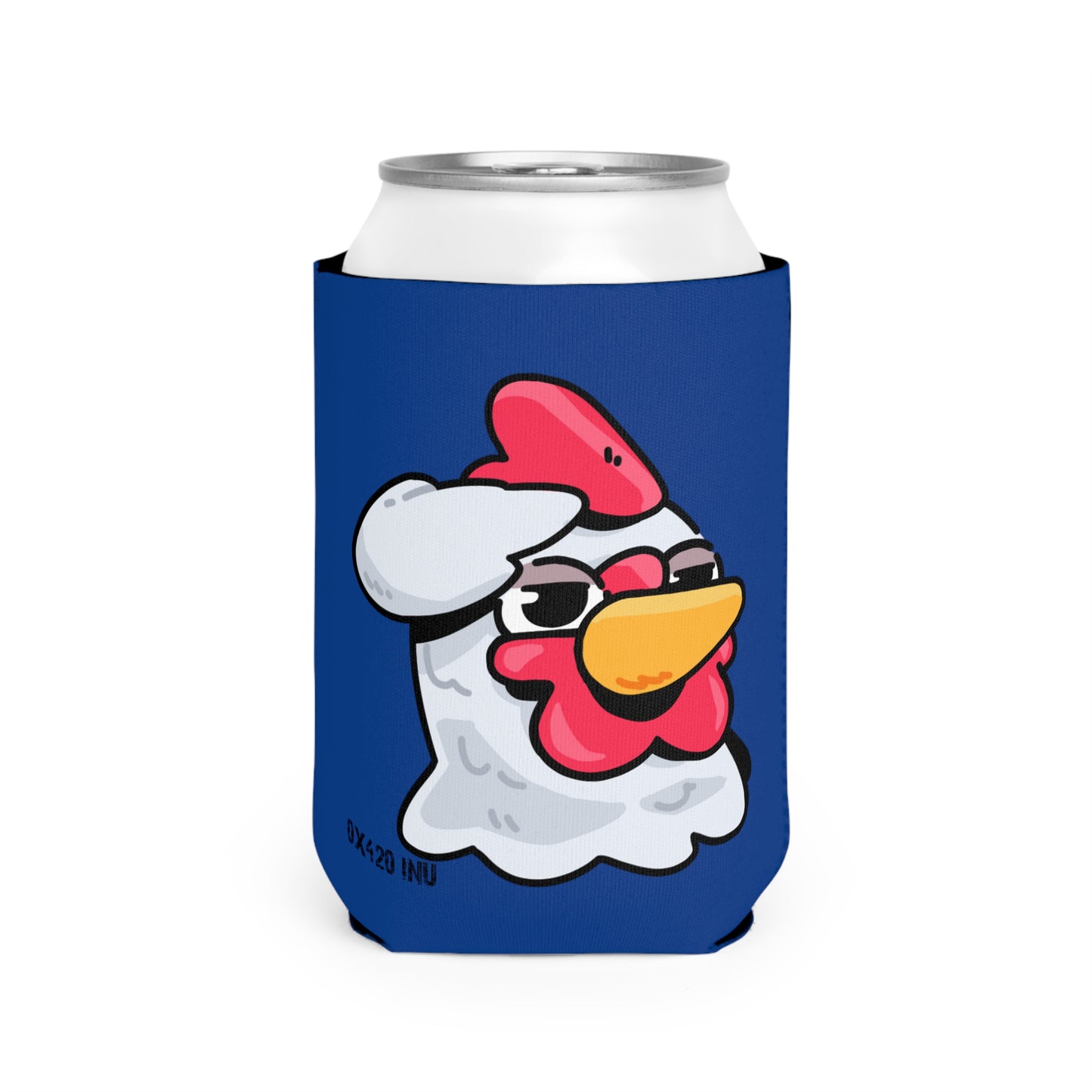 Navy Can Cooler Sleeve Fan Art COQ INU Salute Head 0x420 Black Text by Gravy