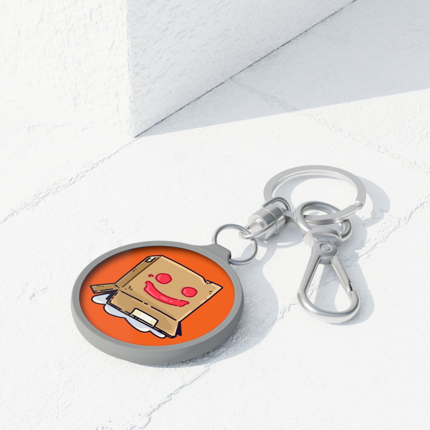 Keyring Tag COQ INU 0x420 Orange back ground COQ Boxhead by Gravy