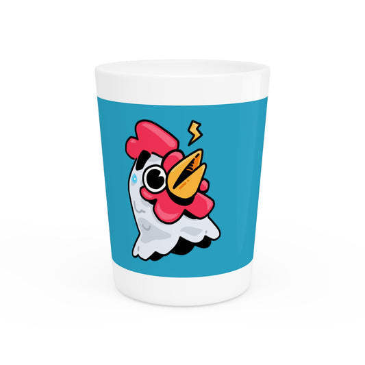 Gravy Fan Art Shot Glass Fan Art COQ Whistle Head on Turquoise background (0x420 INU Store)