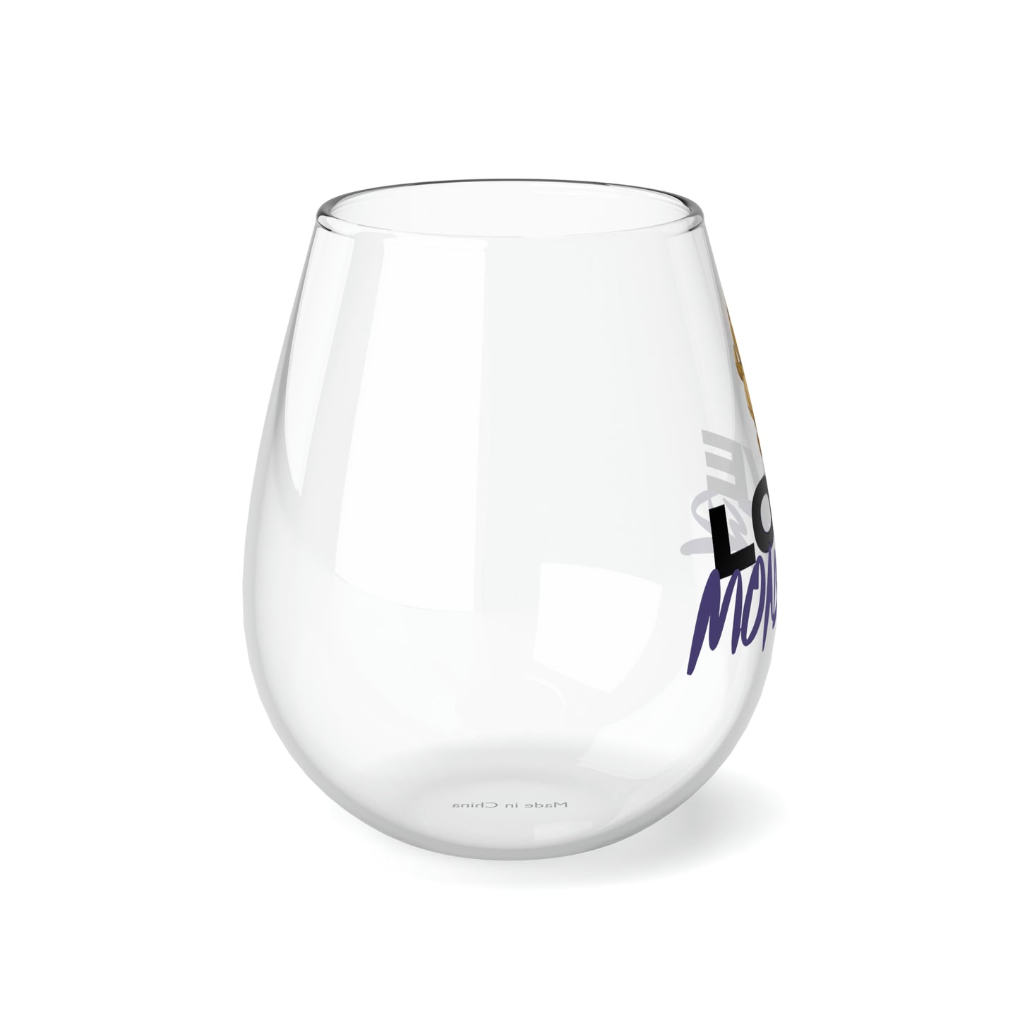 Love Monster Stemless Wine Glass, 11.75oz Logo Text with Patrick Walking