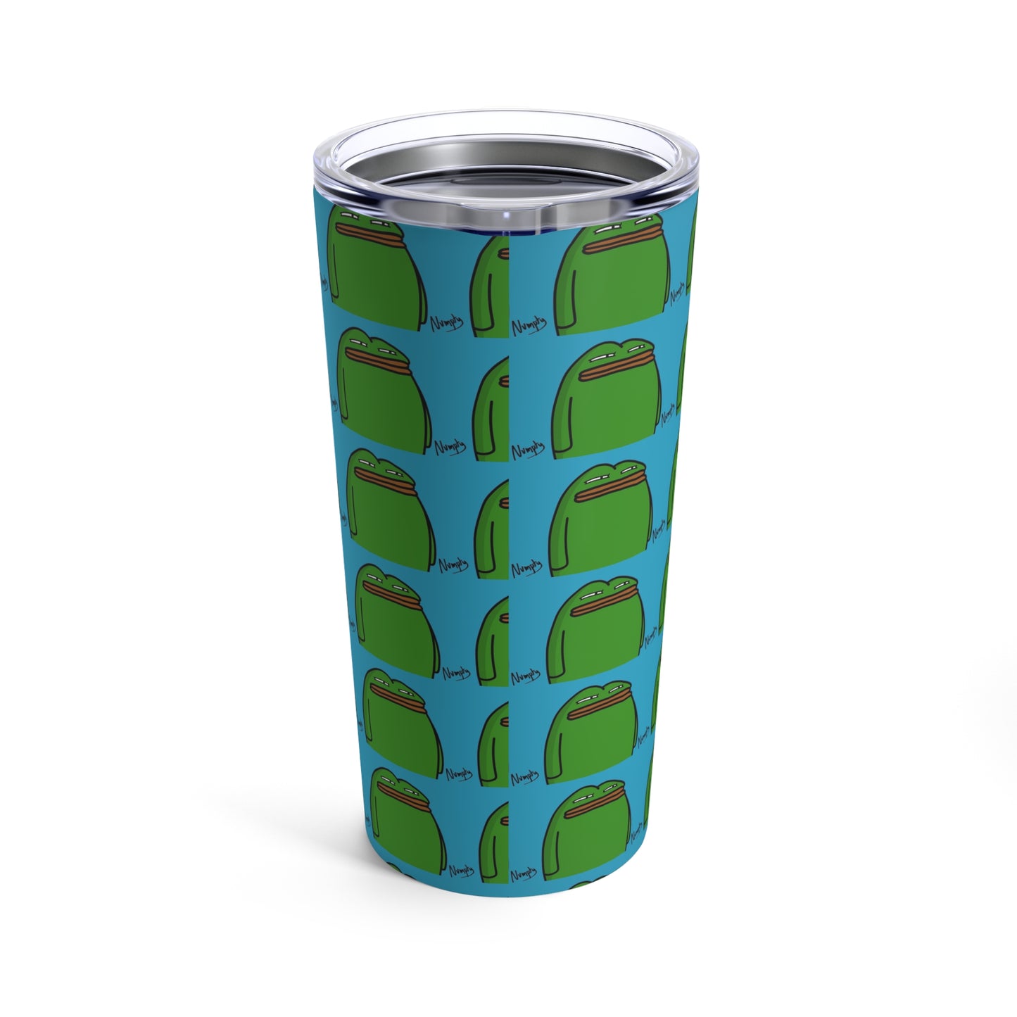 Pepe Portraits Tumbler 20oz COQ INU (0x420 Shop) on Turquoise Background # Green 14 by Numpty