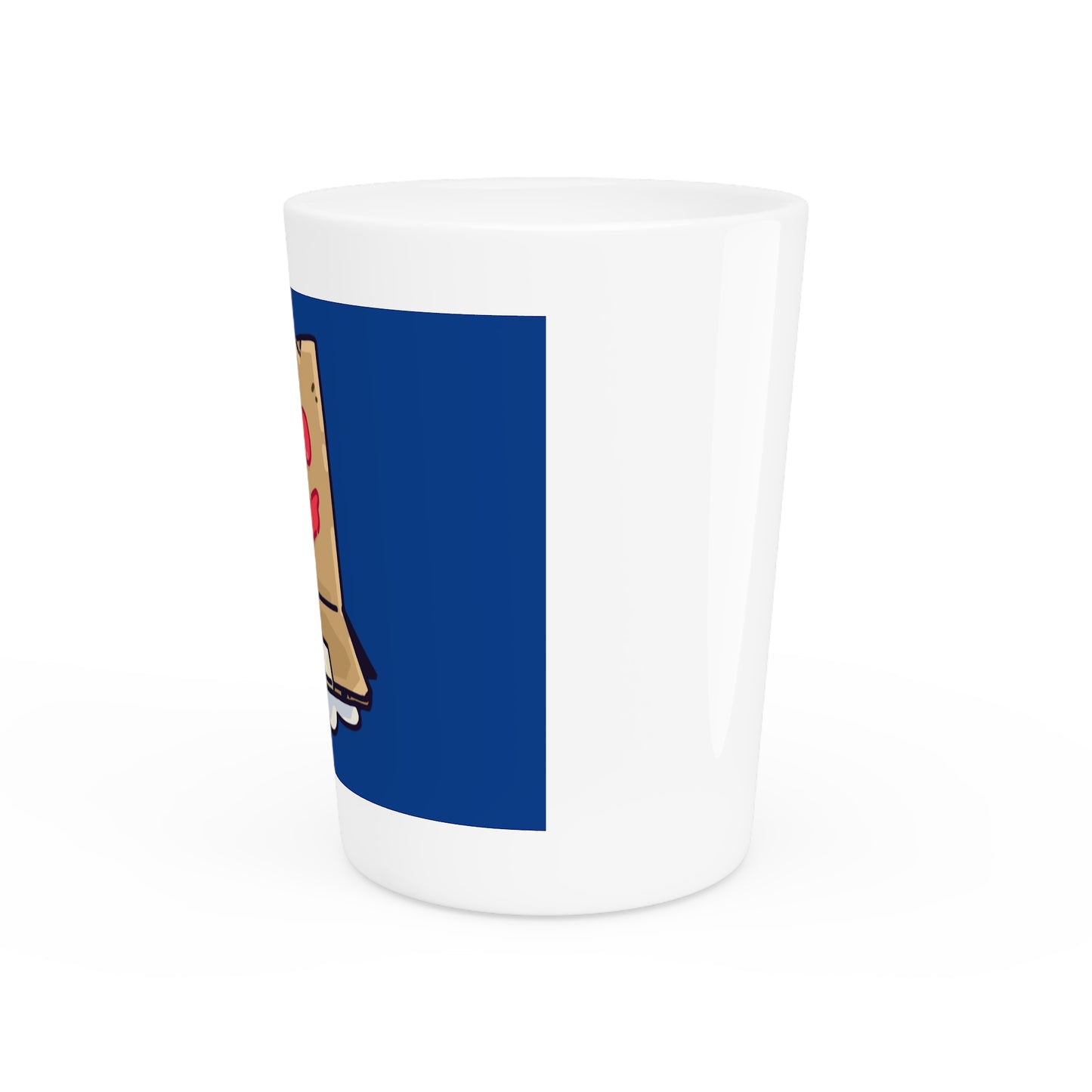 Gravy Fan Art Shot Glass Fan Art COQ Box Head on Navy background (0x420 INU Store)