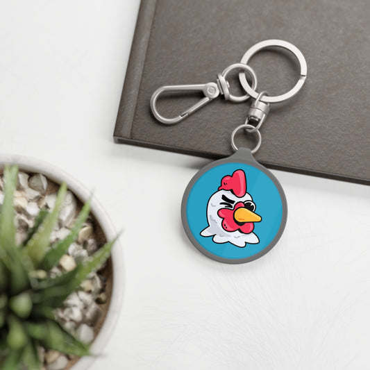 Keyring Tag COQ INU 0x420 Turquoise back ground COQ head Wink by Gravy