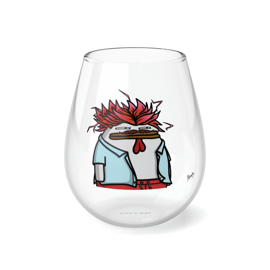 Pepe Portraits COQ INU, Black Text by Numpty Stemless Wine Glass, 11.75oz #2720