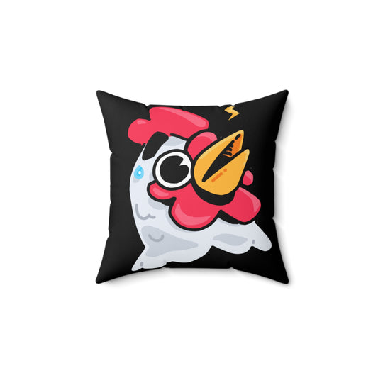 Black Spun Polyester Square Pillow COQ INU 0x420 Whistle Head with White Text Fan Art by Gravy