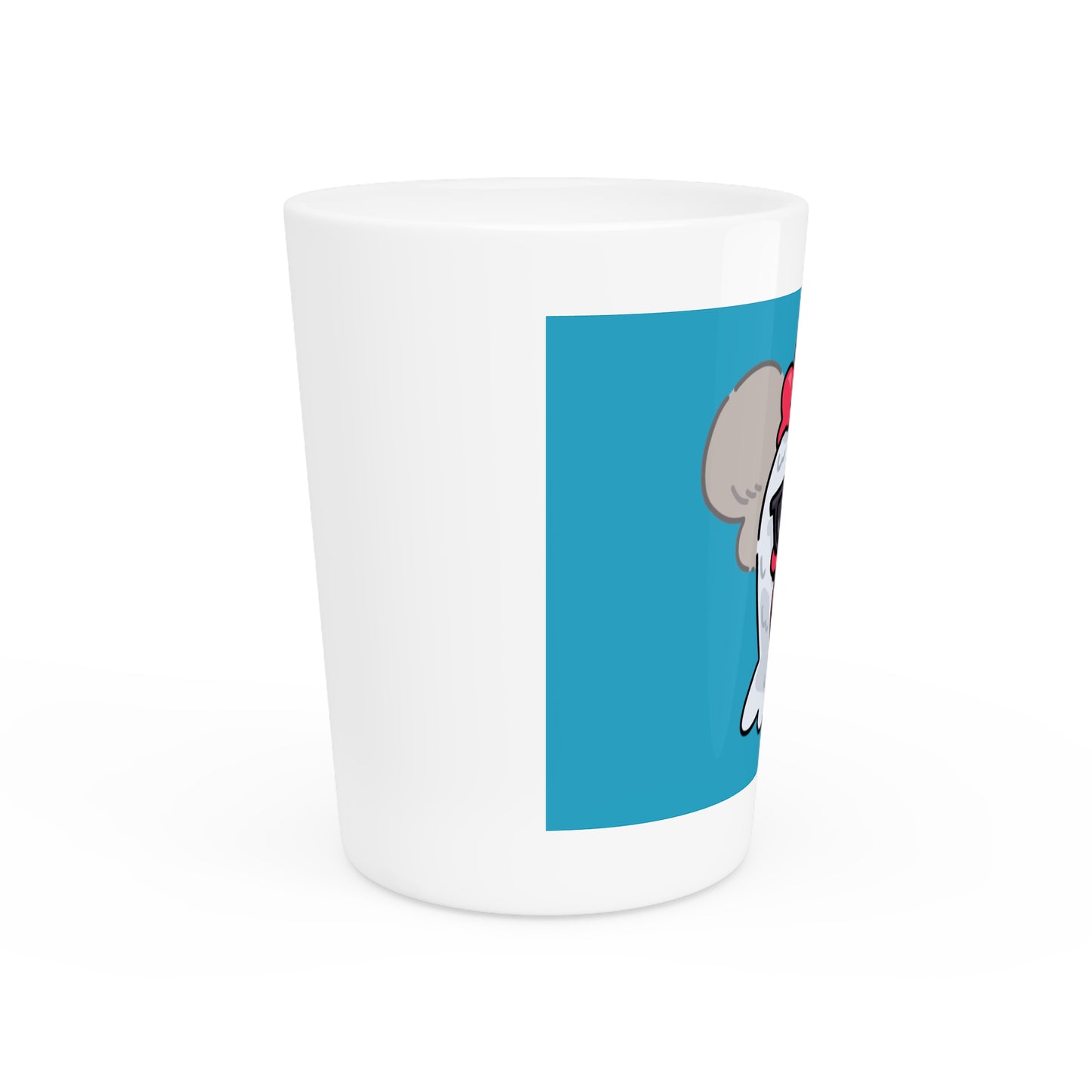 Gravy Fan Art Shot Glass Fan Art COQ Smokers Head on Turquoise background (0x420 INU Store)