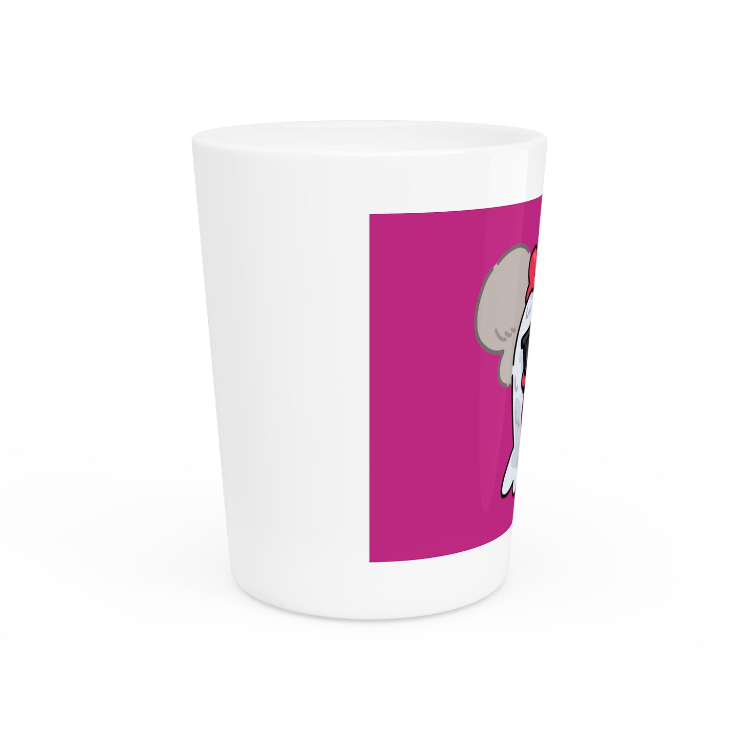 Gravy Fan Art Shot Glass Fan Art COQ Smokers Head on Hot Pink background (0x420 INU Store)