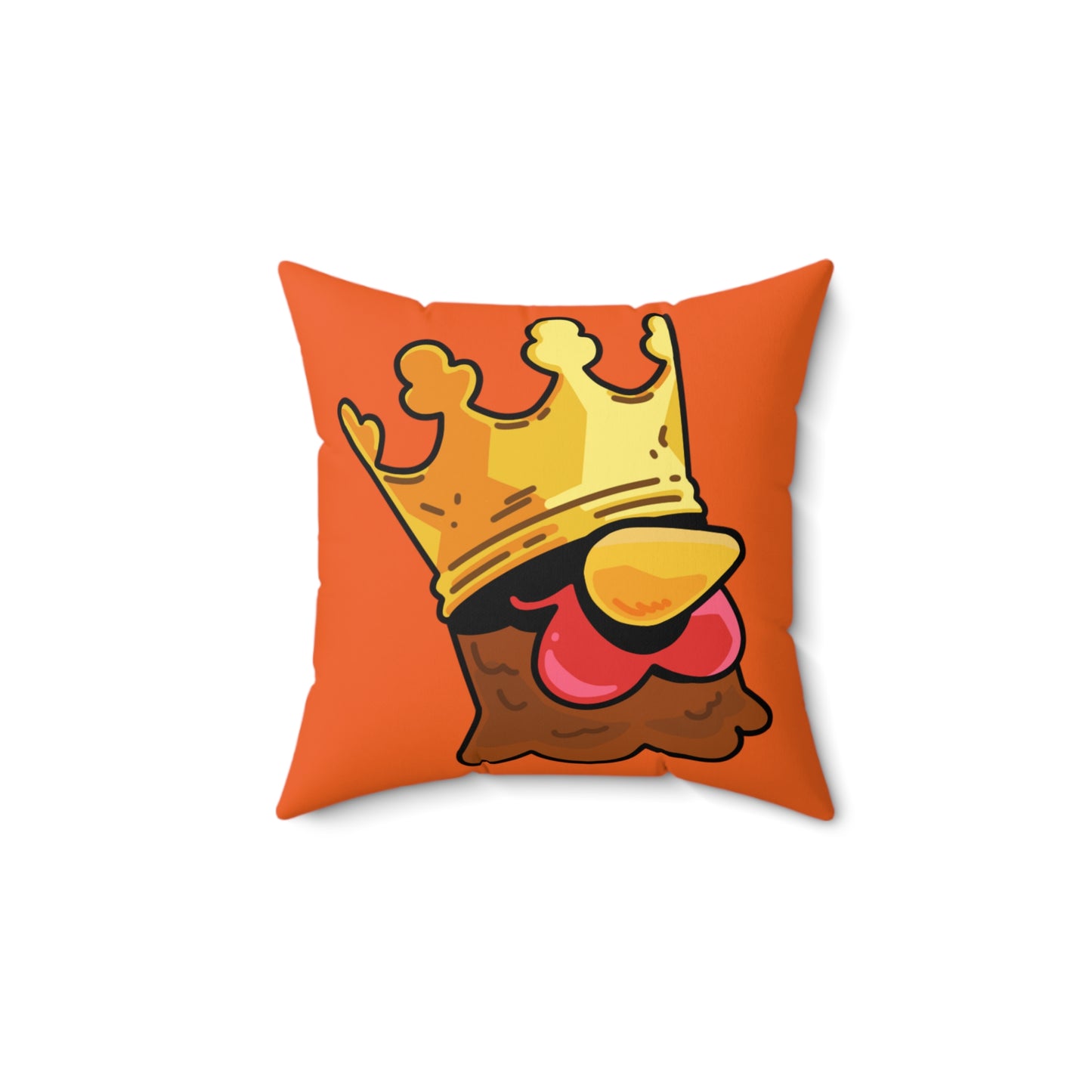 Orange Spun Polyester Square Pillow COQ INU 0x420 Crown Head with White Text Fan Art by Gravy