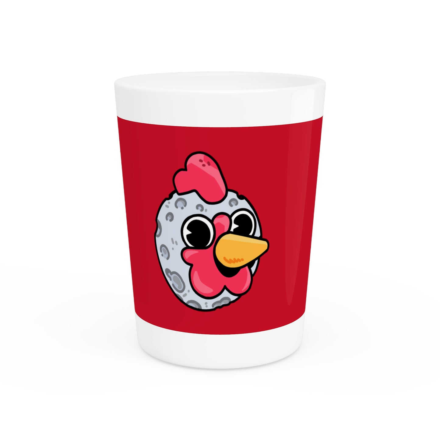 Gravy Fan Art Shot Glass Fan Art COQ Moon Head on Red background (0x420 INU Store)