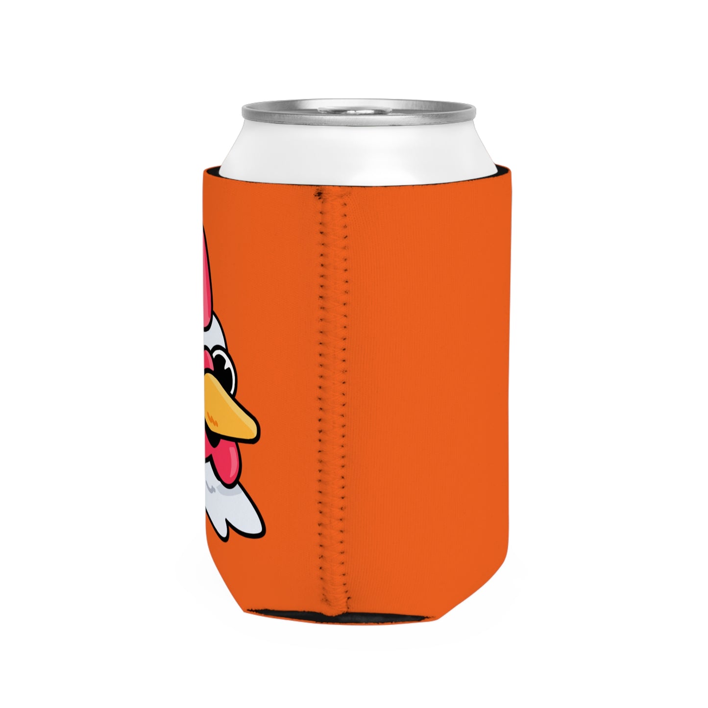 Orange Can Cooler Sleeve Fan Art COQ INU Wink Head 0x420 Black Text by Gravy