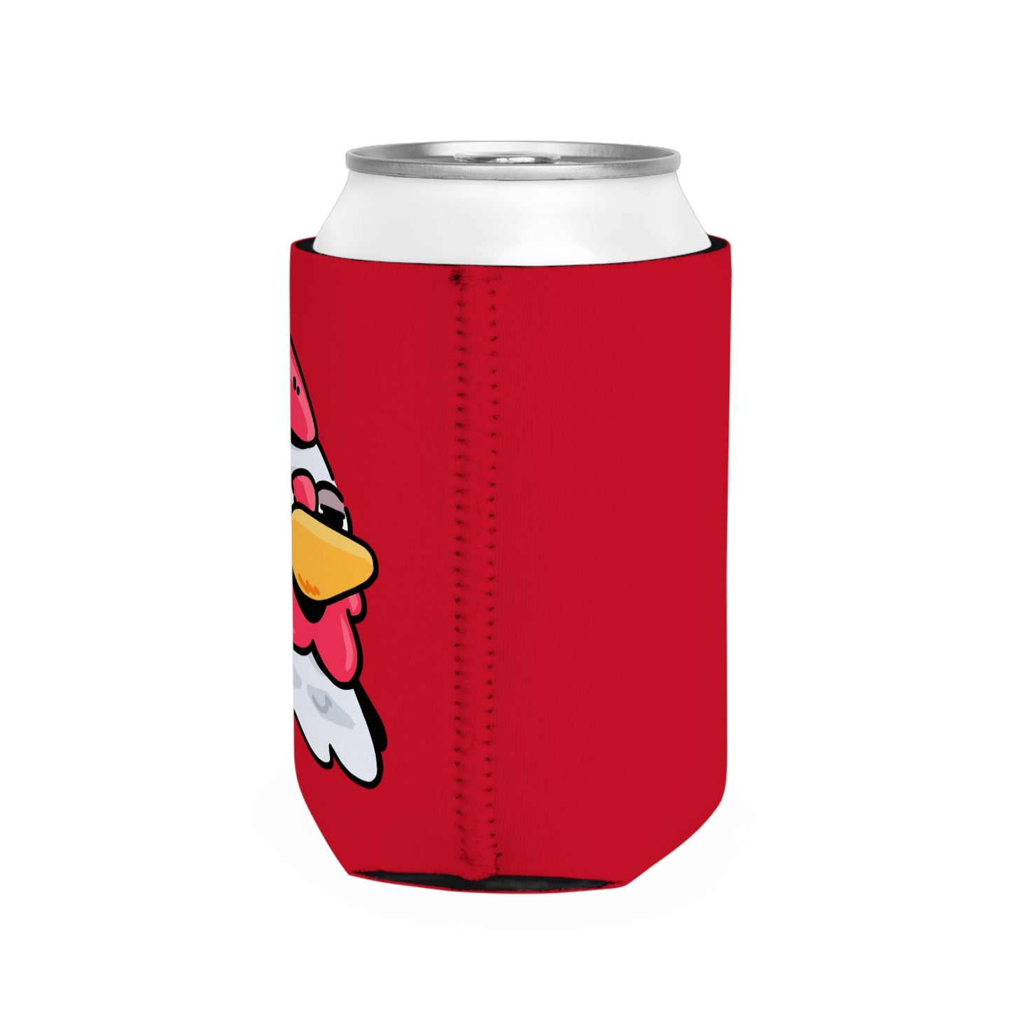 Red Can Cooler Sleeve Fan Art COQ INU Salute Head 0x420 Black Text by Gravy