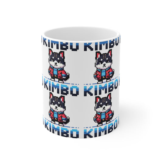 KIMBO White Print Ceramic Mug 11oz #KIMBO Blue By Nifty (COQ INU 0x420 shop)