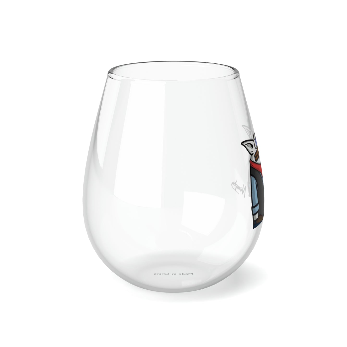 Pepe Portraits COQ INU, Black Text by Numpty Stemless Wine Glass, 11.75oz # 69 Accessory