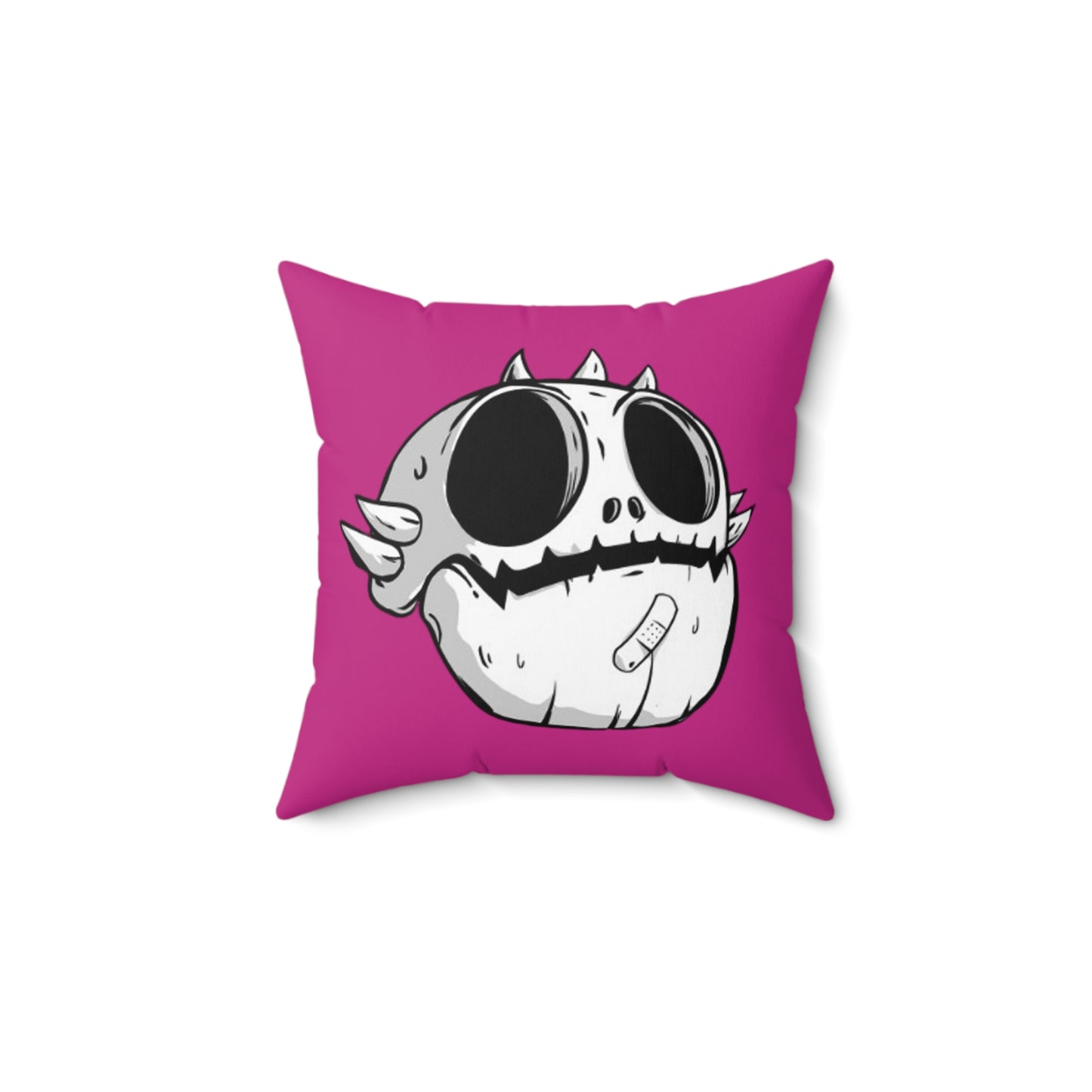 Spun Polyester Square Pillow Love Monster With Skully Head and Logo