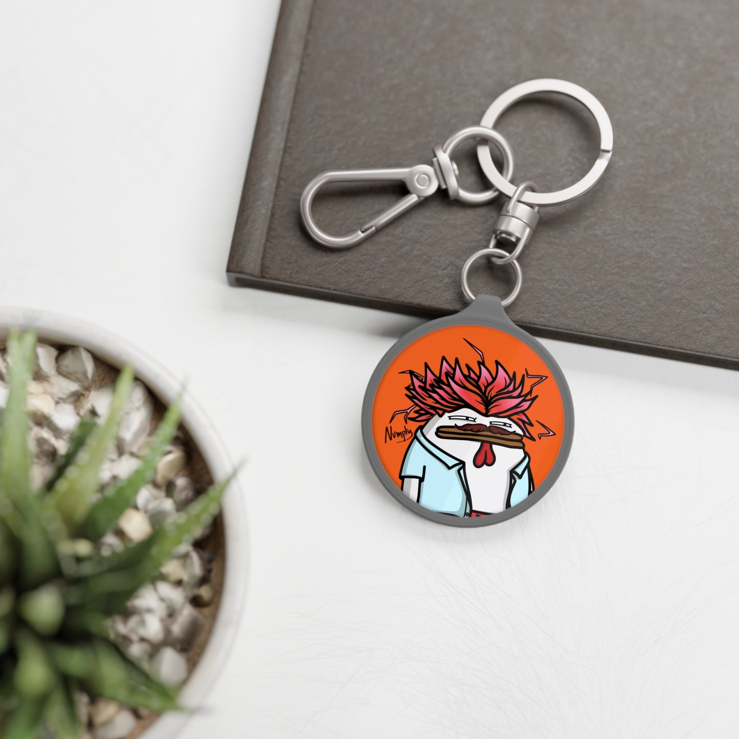 Pepe Portraits Keyring Tag COQ INU 0x420 Orange back ground with Numpty Signature #2720