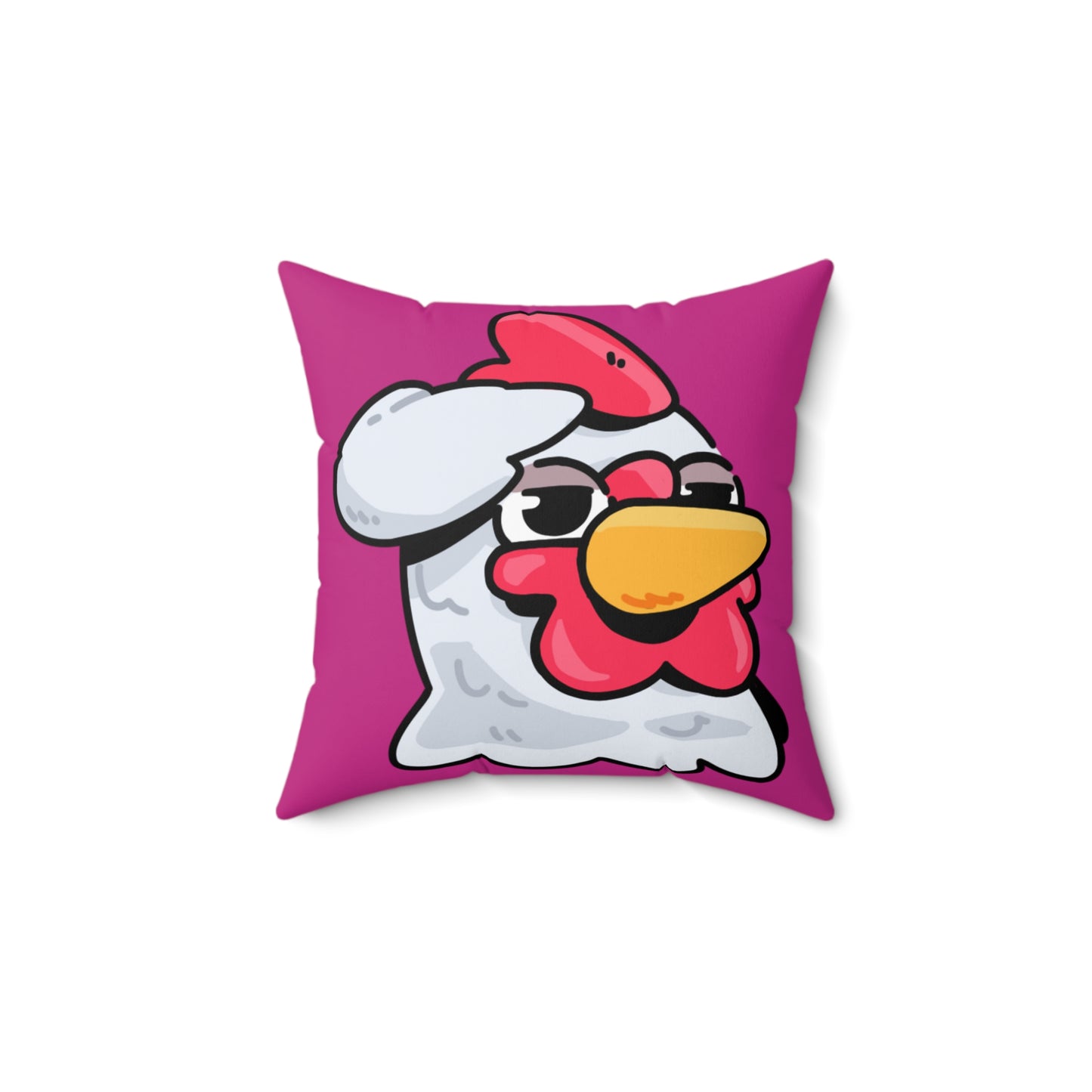 Hot Pink Spun Polyester Square Pillow COQ INU 0x420 Salute Head with White Text Fan Art by Gravy