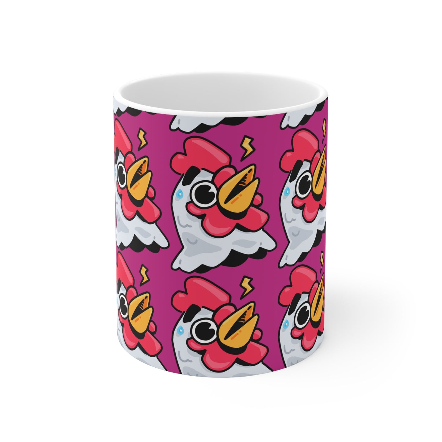 Whistle Head Gravy Fan Art with Black Text; COQ INU 0x420 White Ceramic Mug with Hot Pink Print 11oz