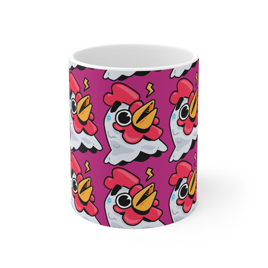 Whistle Head Gravy Fan Art with Black Text; COQ INU 0x420 White Ceramic Mug with Hot Pink Print 11oz