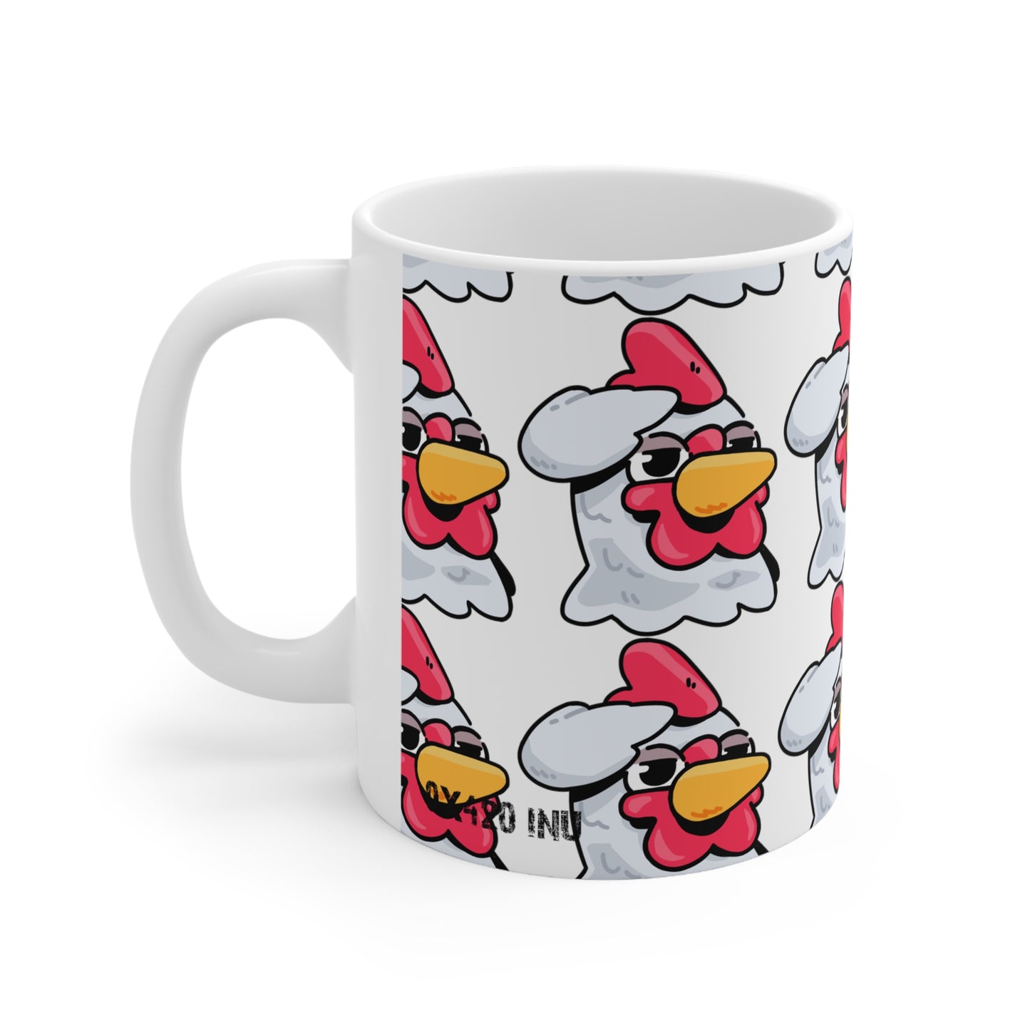 Salute Head Gravy Fan Art with Black Text; COQ INU 0x420 White Ceramic Mug with 11oz