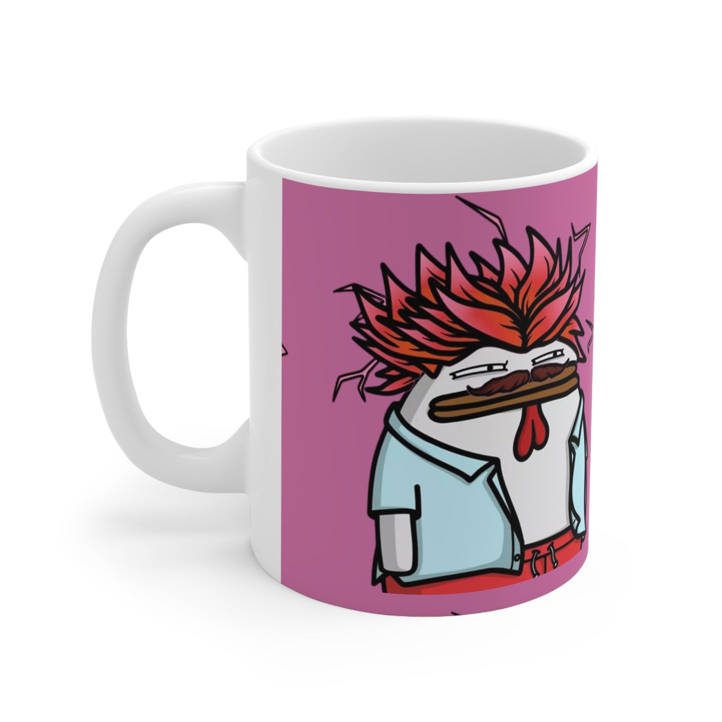 Pepe Portrait with Black Numpty Signature as Text; COQ INU 0x420 Pink Print Ceramic Mug 11oz #2720