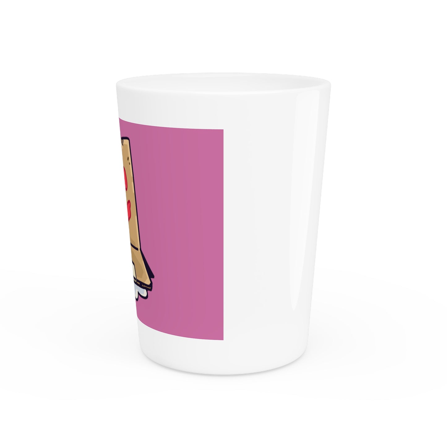 Gravy Fan Art Shot Glass Fan Art COQ Box Head on Pink background (0x420 INU Store)