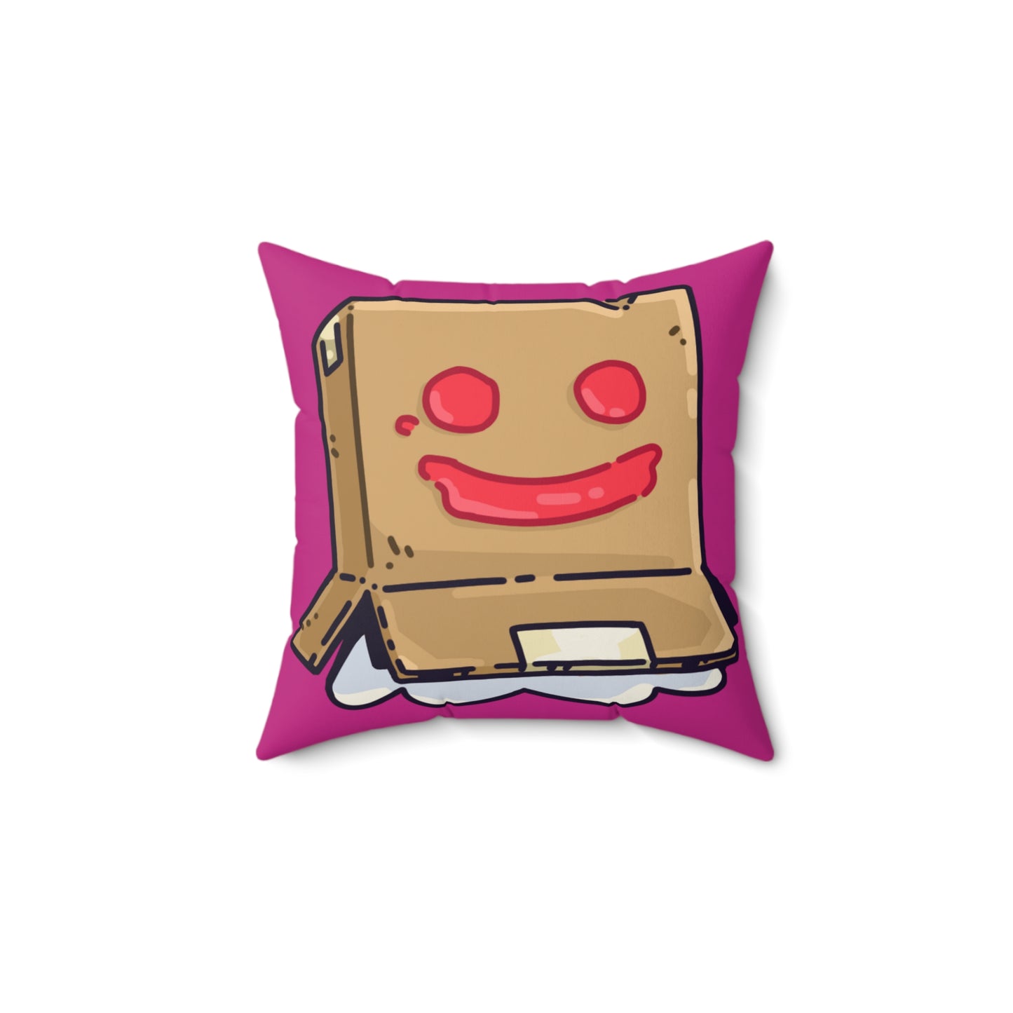 Hot Pink Spun Polyester Square Pillow COQ INU 0x420 Box Head with White Text Fan Art by Gravy