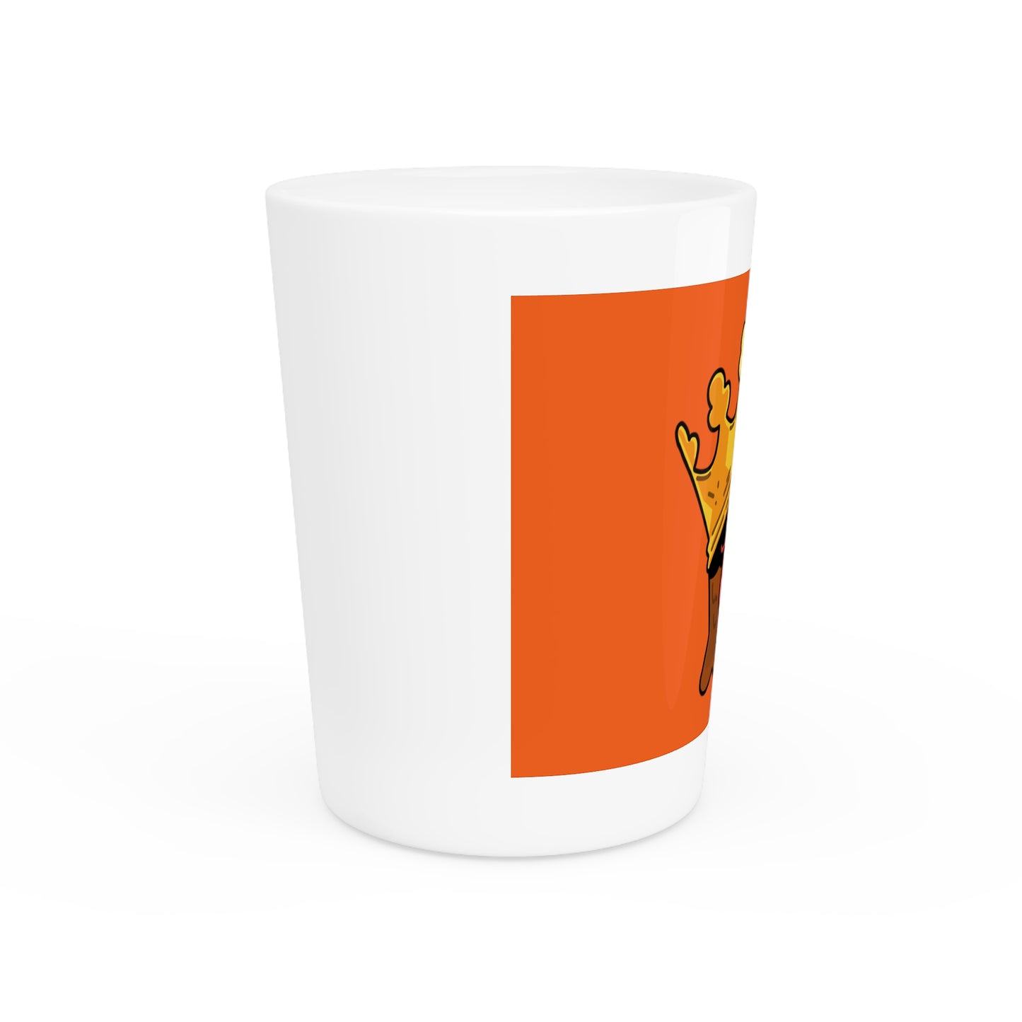 Gravy Fan Art Shot Glass Fan Art COQ Crown Head on Orange background (0x420 INU Store)