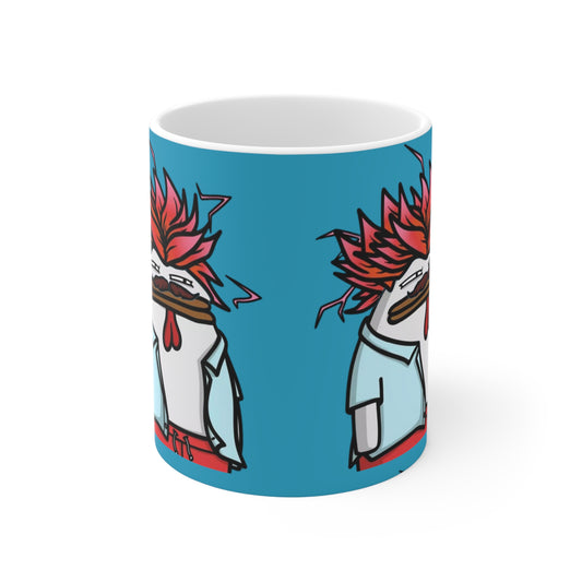 Pepe Portraits with Black Numpty Signature as Text; COQ INU 0x420 Turquoise Print Ceramic Mug 11oz #2720