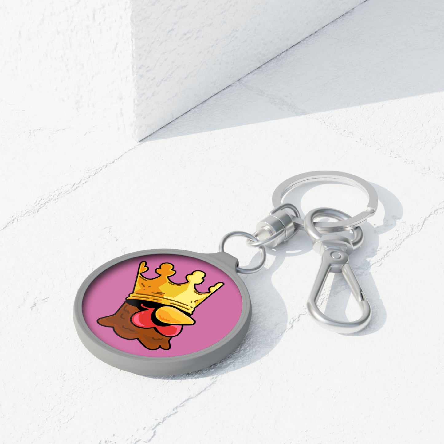 Keyring Tag COQ INU 0x420 Pink back ground COQ head Crown by Gravy