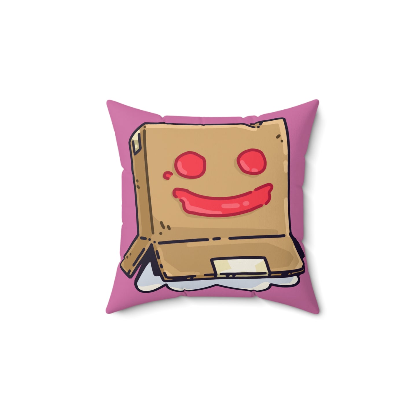 Light Pink Spun Polyester Square Pillow COQ INU 0x420 Box Head with White Text Fan Art by Gravy