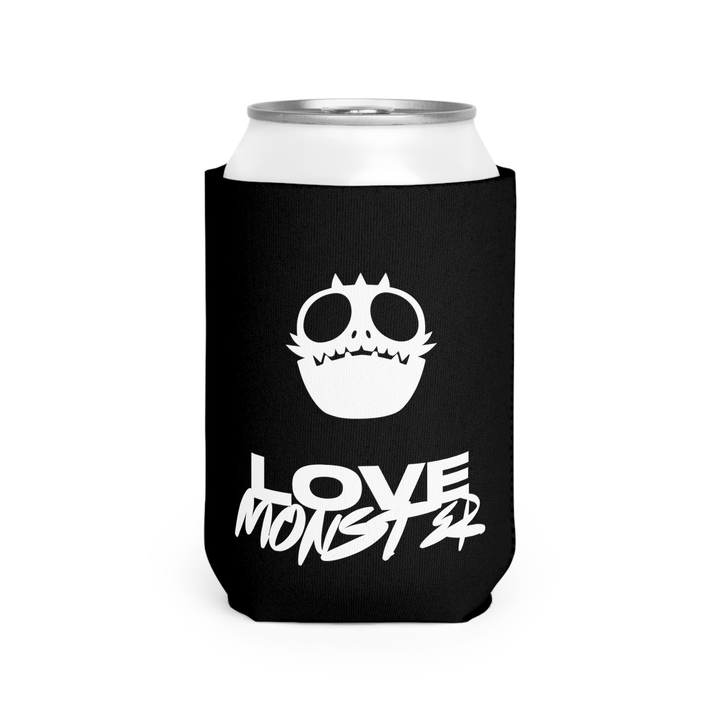 Love Monster Can Cooler Sleeve White Text & White Logo Emblem