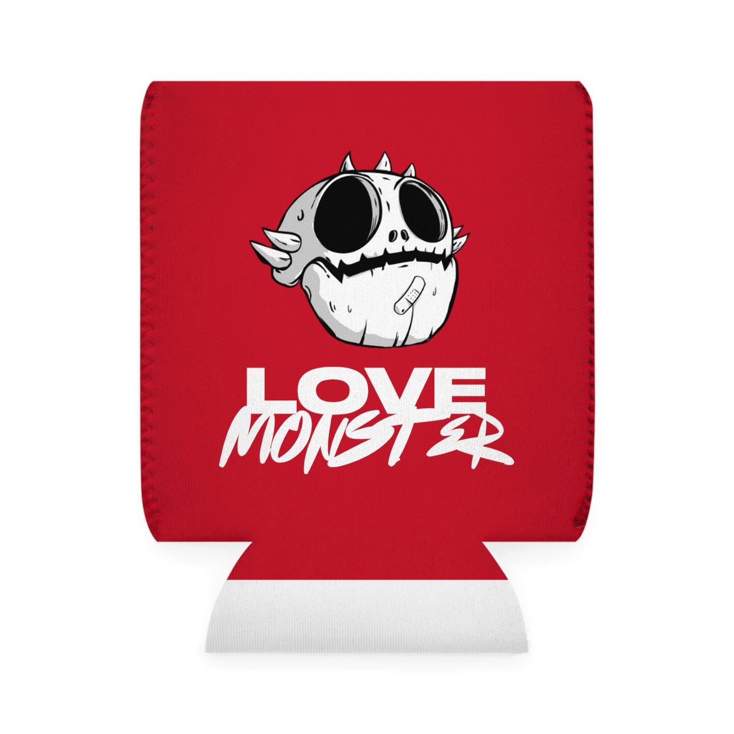 Love Monster Can Cooler Sleeve White Text & Skully Head