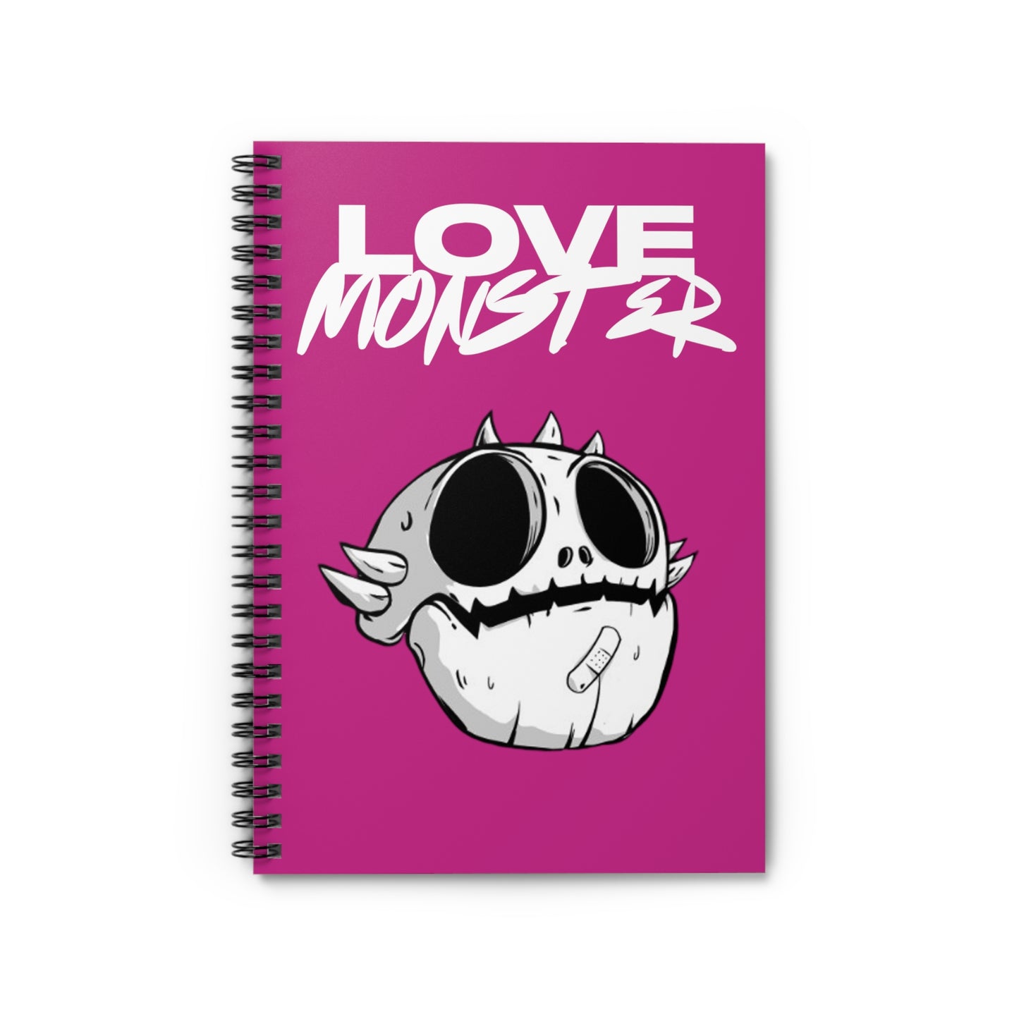 Spiral Notebook - Ruled Line Love Monster Skully Head White Logo Text