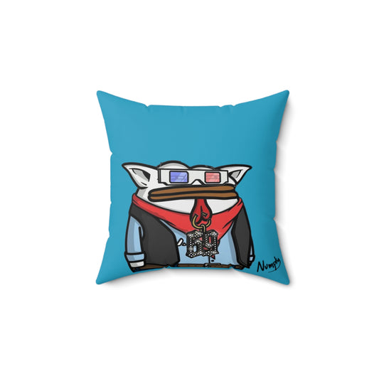 Turquoise Spun Polyester Square Pillow Pepe Portraits signature by Numpty (COQ INU 0x420) # 69 Accessory